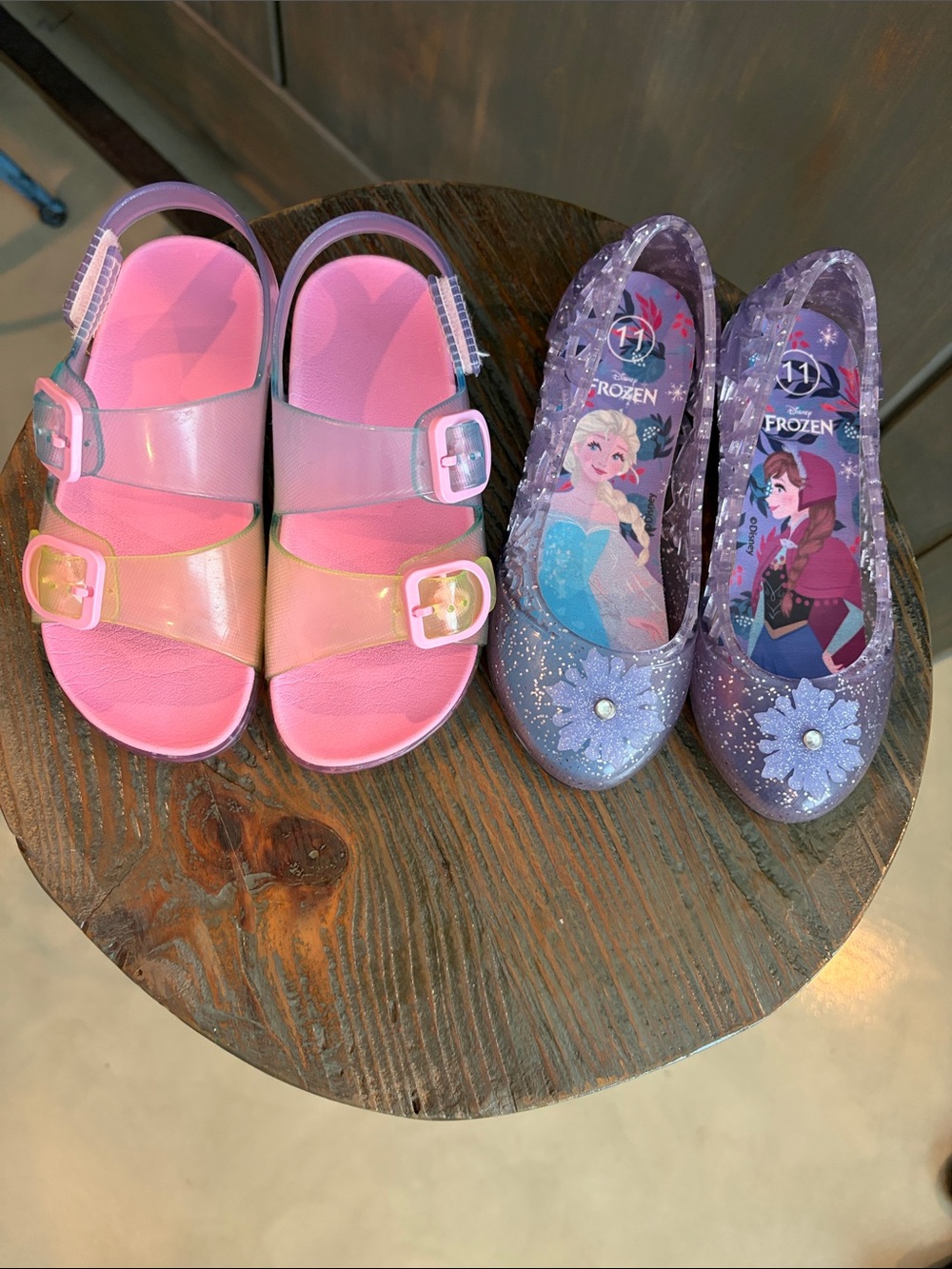 Kids Pink Gradient Buckle Sandals